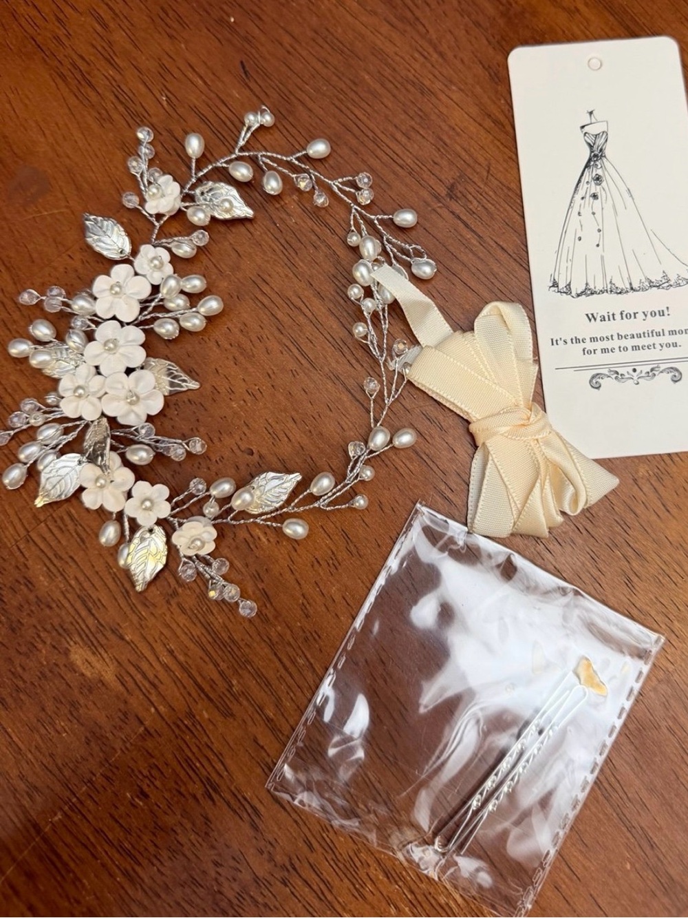 Bessney Flower Bride Wedding Hair Vine Silver- Ivory